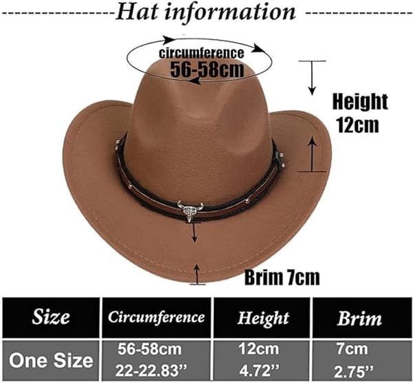 Bredskygget kæde-dekoreret cowboyhat, cosplay festtema, brun.