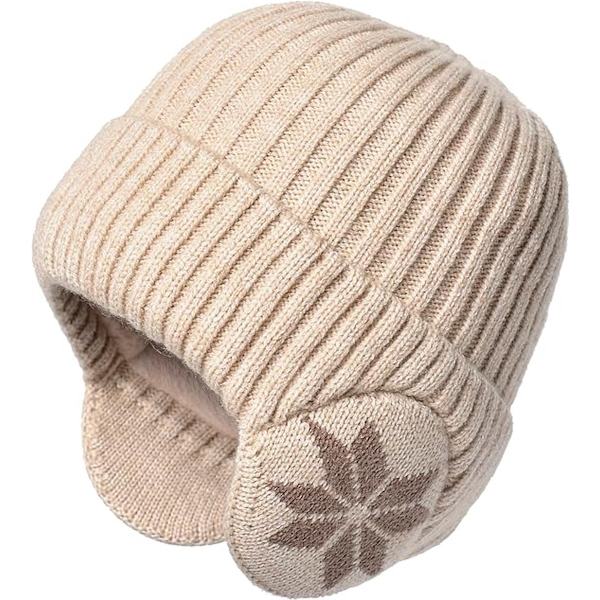 Varm mössa - Elastisk förtjockad varm mössa - Beige