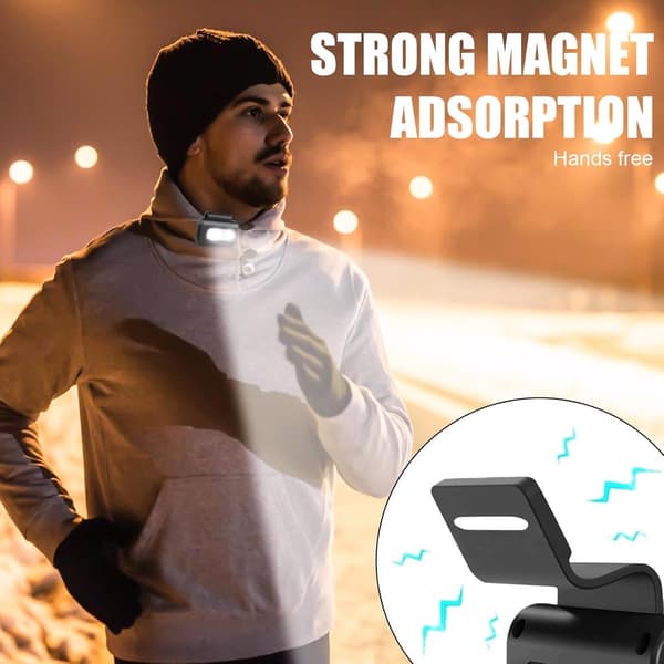 ING 2 stk. LED-klipplykt, oppladbar, liten hodelykt, brystlys, mini-hodelykt, nattlys, USB-løpelys for løping, jogging, camping