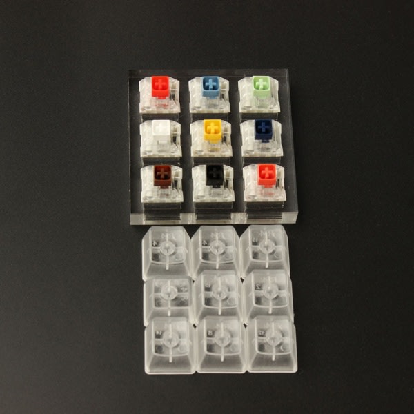 Cherry MX Switch Tester Switch Sampler Mekanisk Tastatur Kailh Box 9-Tast Switch Testverktøy, med akrylbase