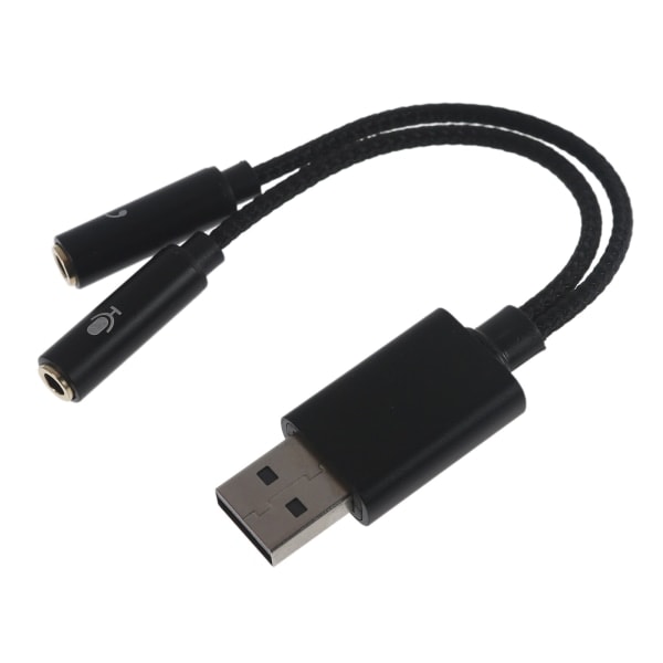 USB til 3,5 mm Jack Lydadapter USB Lydkort med 3,5 mm Aux Konverter for Hodetelefoner PC Bærbare datamaskiner Linux Stasjonære datamaskiner Svart