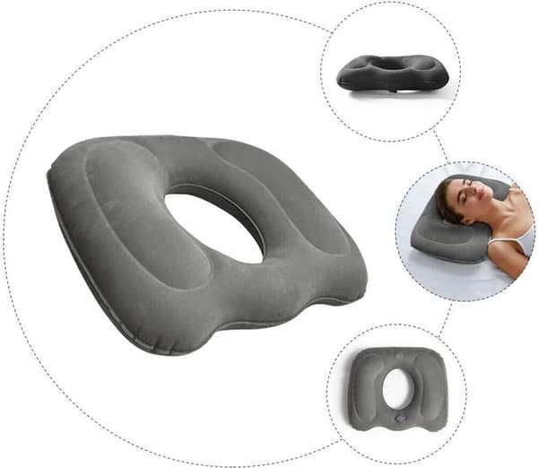 Sitte ringpute - Oppblåsbar halebeins sittepute - 45*39 cm - Grå