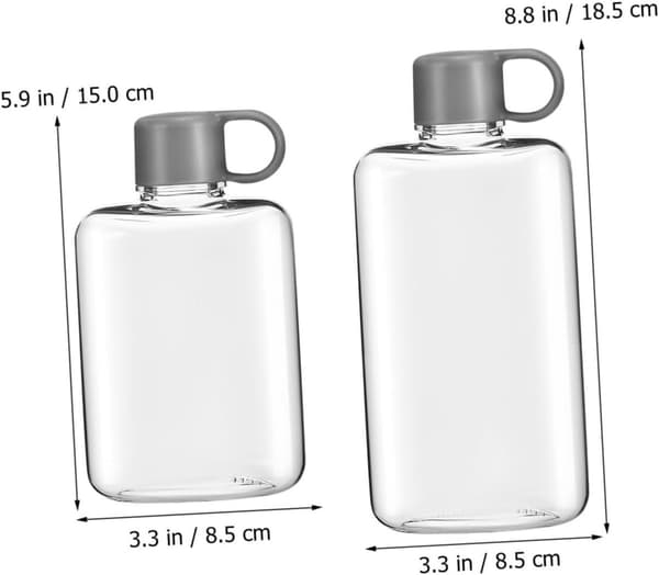 Bärbara platta vattenflaskor (2-pack), Tritan läckagesäkra, lätta för utomhussport.