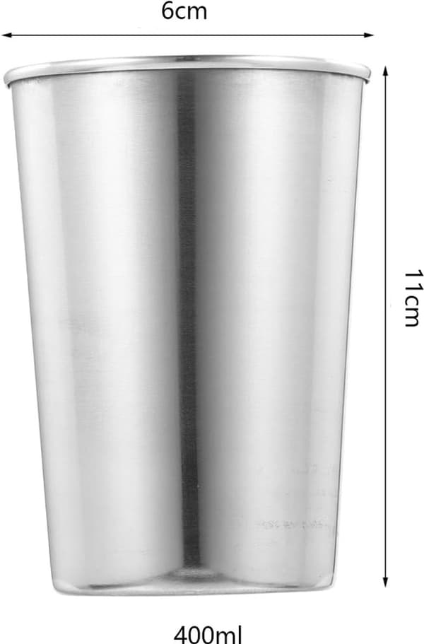 400 ml stabelbart krussett i rustfritt stål (6 deler), perfekt for camping og hjemmebruk, sølv