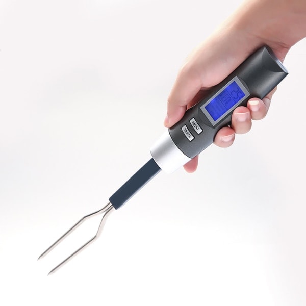 Matlagningstermometer, Kökstermometer, Kötttermometer, Grillgaffeltermometer med lång sond i rostfritt stål, för mat, grill, soppa, mjölk