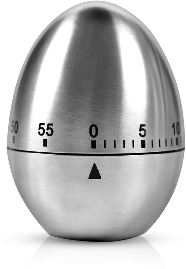 Eggtimer i rustfritt stål - Mekanisk kjøkkenverktøy med eggformet timer