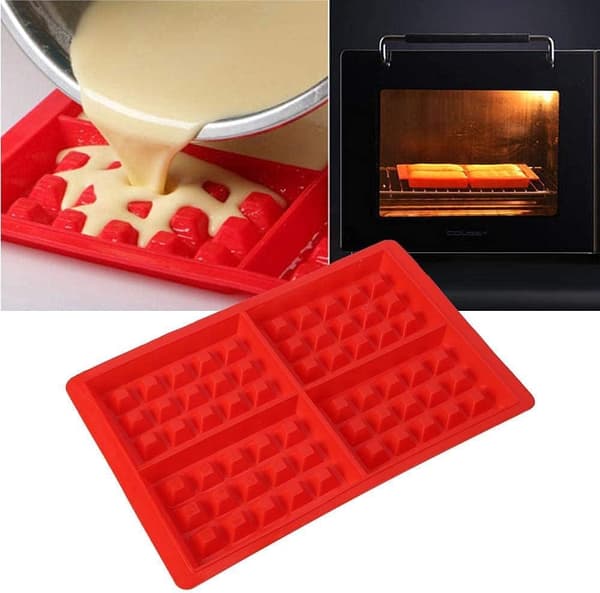 2 stk. Formkageform, Vaffelform Silikon, Kageform Isbit Brødform 4-in-1 Square Waffles