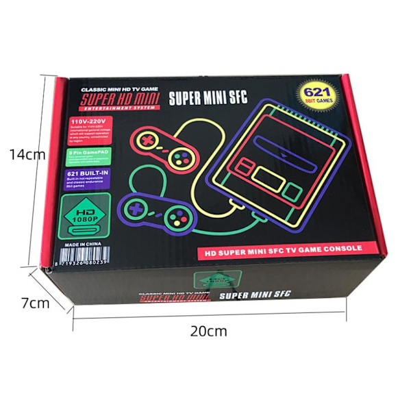 Mini Classic Spillekonsol, Plug & Play HDMI HD Classic Retro Videospillekonsol Tv Spilcontroller Med 621 spil indbygget Support 4K TV [HD version]