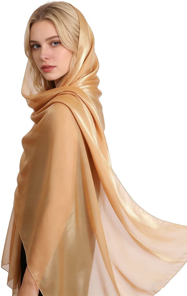 Satengsjal/-skjerf for kvinner til bruder, bryllup og aftenkjoler, 200x70 cm, blått, gave