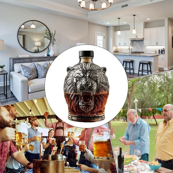 Lejonformad whiskyställ, 300 ml glas, present/prydnad.