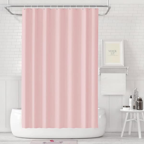 ING Bruseforhæng - Skimmelresistent - Tekstil - Vaskbart - 180 x 200 cm - Lys pink