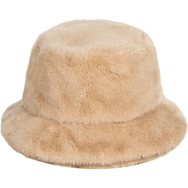 Fuzzy Fiskehatt for Menn og Kvinner - Varmt Myk Bøttehatt, Koselig Vinter Fiskehatt for Barn, Khaki khaki