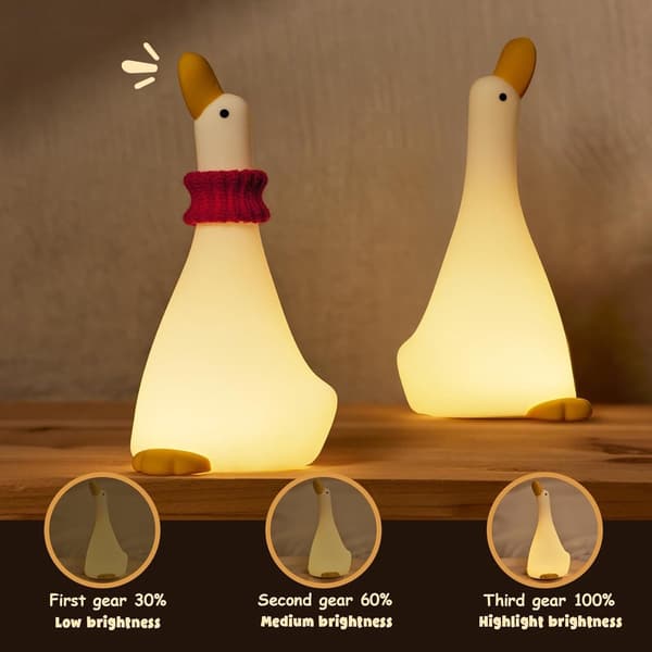 Fødevaregodkendt silikone-natlampe som kanin, 3 lysstyrkeniveauer/timer, til børn/børneværelse, orange