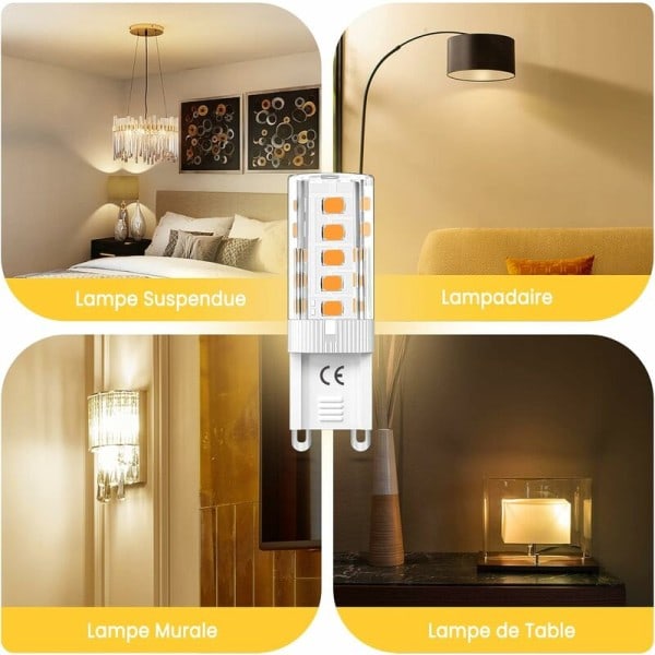 10 stk G9 LED-lampe Dimbar 5W Varmt hvitt 3000K G9 LED-lamper Halogen tilsvarende 50W AC110/220V [Energiklasse F]