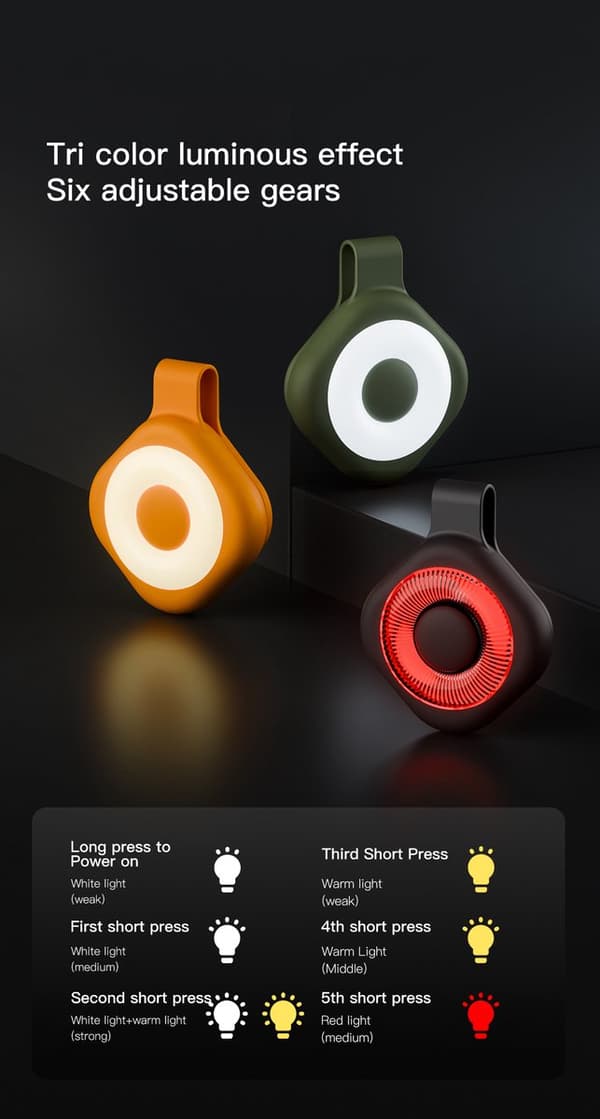 Løpelys, todelt sett, magnetisk klips LED-sikkerhetslys, 3 lysmoduser, USB oppladbart og vanntett, off-white.