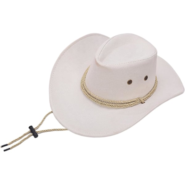 Men’s Cowboy Hat, 4'' Wide Brim Sun Protection Western Hat with Adjustable Strap, Ideal for Travel and Outdoor Activities, Beige