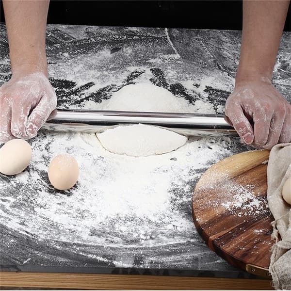 Hul bakestav i rustfritt stål, 20×2,5×2,5 cm, for deig, kjeks og pizza, sølv.