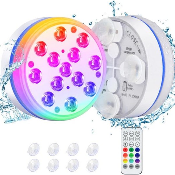 Pool lamp LED pool light pool lighting with remote control, 16 RGB colors 7CM, LED changeable, 2 pieces, IP68 waterproof pool light