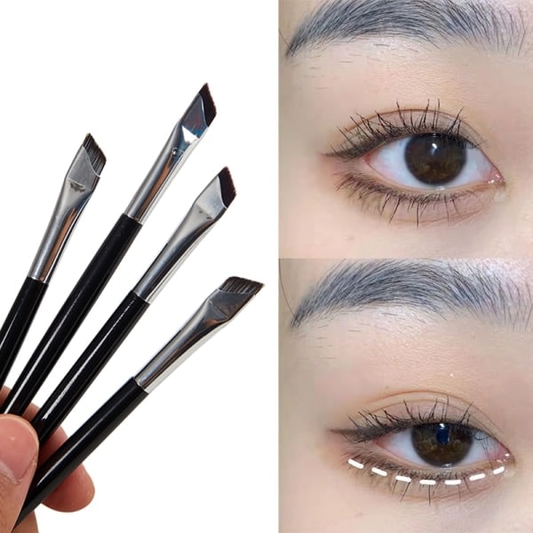 Blade Makeup Brushes Vinklad Smal Ögonbrynsborste Platt Fin Eyeliner Svart A svart A