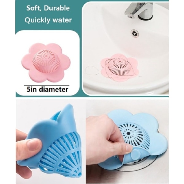 Bad- och duschavloppslock med sugkoppar Simplest hårfångare Mjuk silikon 4 blommor