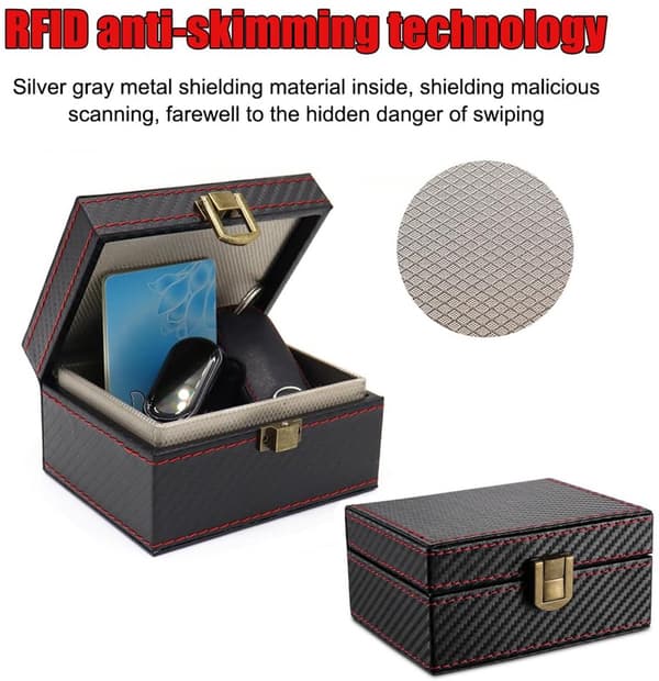 Bilnyckel RFID-skyddslåda, Faraday stöldskyddslåda, 115×90×62mm, svart