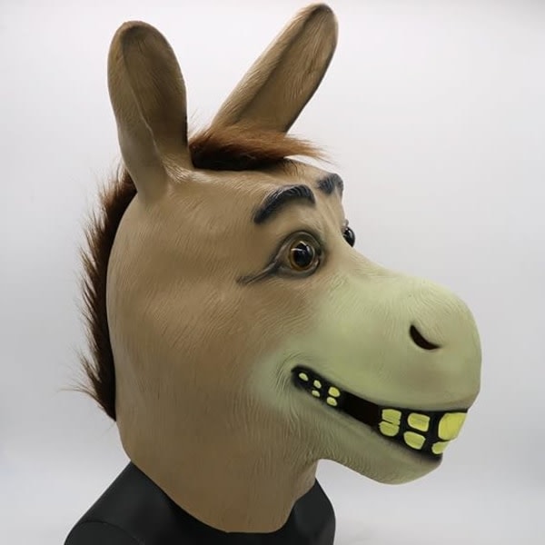 Aasin naamio, Halloween Shrek aasin päänaamio, Uutuus Deluxe naamiaisasu juhliin Cosplay lateksi eläinpään naamio aikuisille