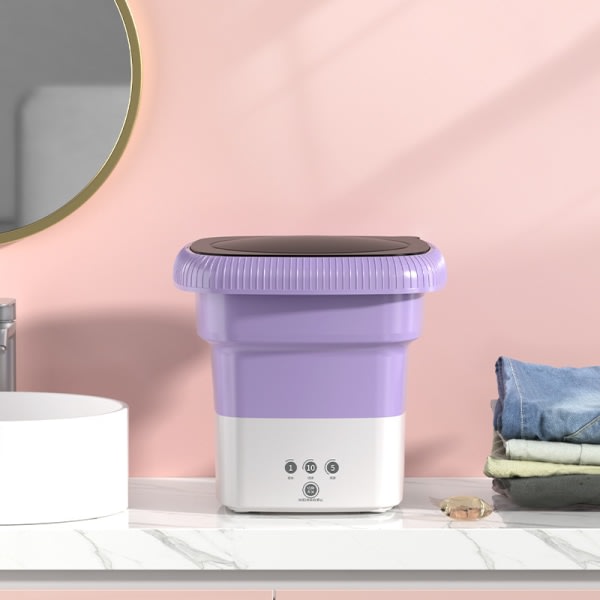 Mini-kokoinen kannettava taittuva pesukone alusvaatteille, sukkille ja vauvanvaatteille - Violetti