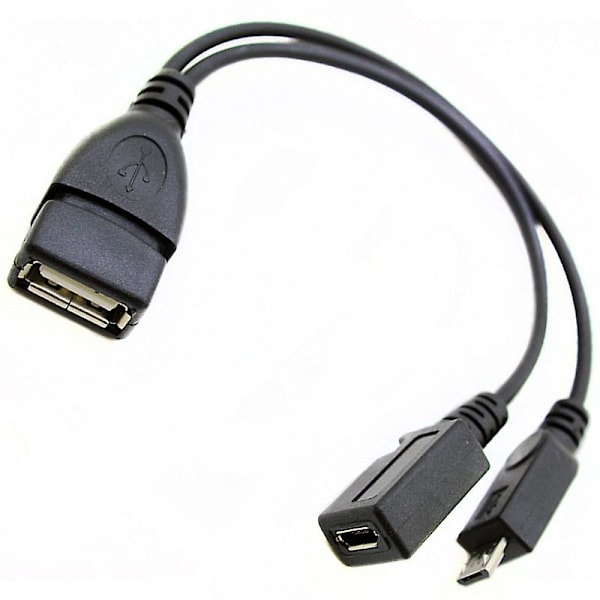 Mini Micro USB OTG -sovitin, virranjakaja Y-kaapelilla Micro 5-nastainen uros/naaras, puhelintarvike