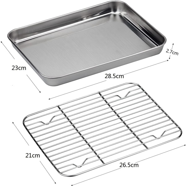 Wandefol bakplåt + kylställ, 26,5 x 20 x 2,5 cm Universell bakplåt i rostfritt stål Rektangulär bakplåt