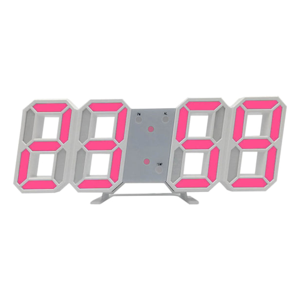 LED Digital Väggklocka Deko Lysande Nattläge Justerbar Elektronisk Bordsur Väggklocka Dekoration Vardagsrum LED Klocka Pink