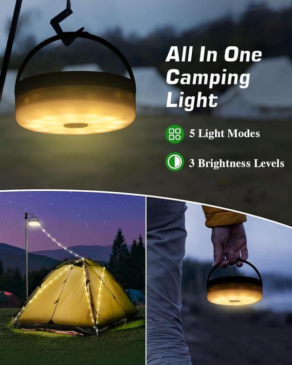 Solcelle Lyslenke - Utendørs Solcelle Lyslenke med 8 Lysmoduser, Egnet for Camping og Dekorering