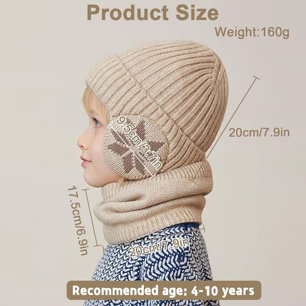 Barnbalaclava fleece ullmössa för pojkar från 4 år, Stickad vintermössa