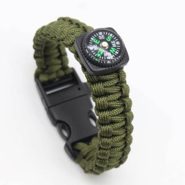 Paracord armbånd med fløyte, kompass og overlevelsesfunksjoner - syv-kjerne, multifunksjonelt armbånd for utendørs bruk
