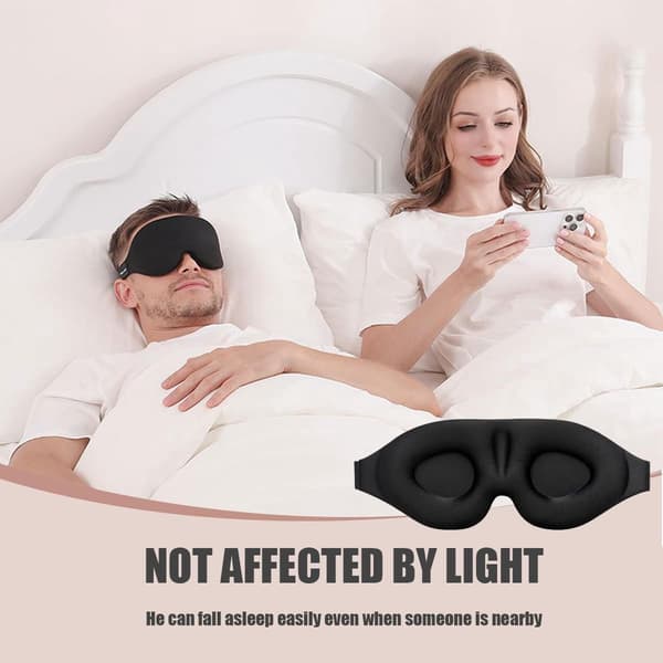 Unisex andningsbar tryckfri 3D-sovmask för sidosovare, svart