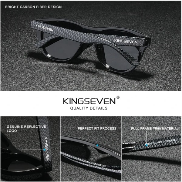 KINGSEVEN 2022 Nytt Merke Design Damebriller TR90 Polariserte Solbriller Herre Retro Solbriller Sonnenbrille Herren Limited Black Original