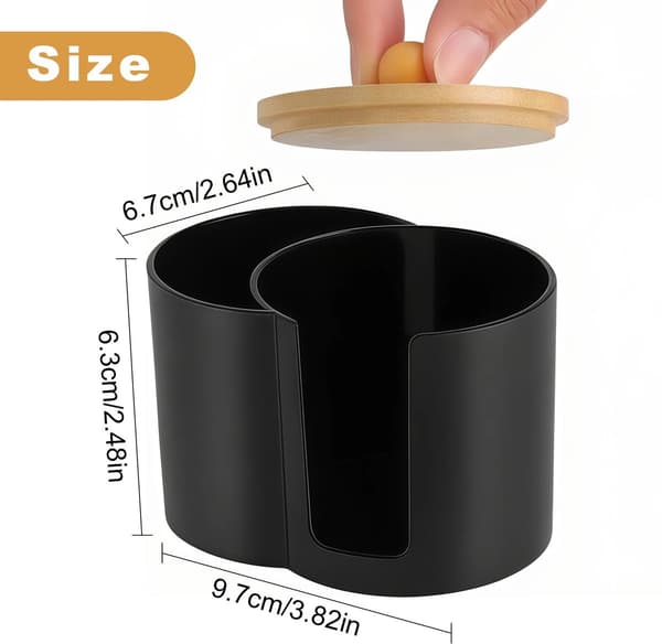 Bomullspinnehållare – Förvaringslåda – Bomullsrondellhållare – 10 × 7 × 6 cm – Bambu – Vit