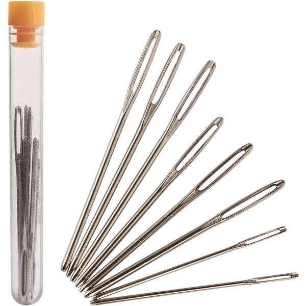 9Pcs Silver Large Eye Sewing Needles, Stainless Steel Embroidery Tools for Leather Craft, Darning, and Stitching