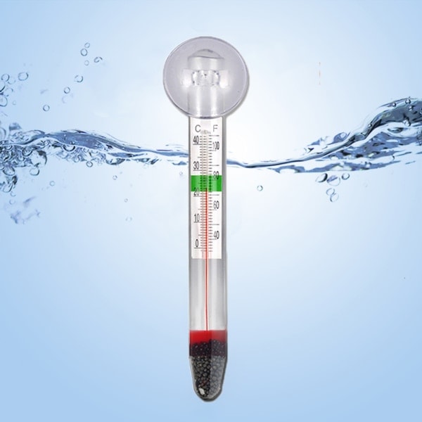 Akvariumtermometer, Neddykbar Glass Termometer med Sugkopp for Nøyaktig Vanntemperaturmåling