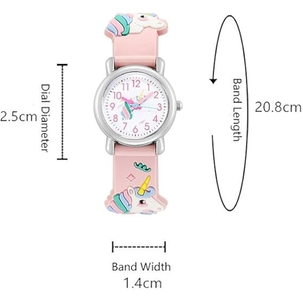 Barnklocka Flickklocka Enhörning Barnklocka Kvartsklocka Söt Cartoon Leksak Analog Silikon Armband Armbandsur Armbandsur