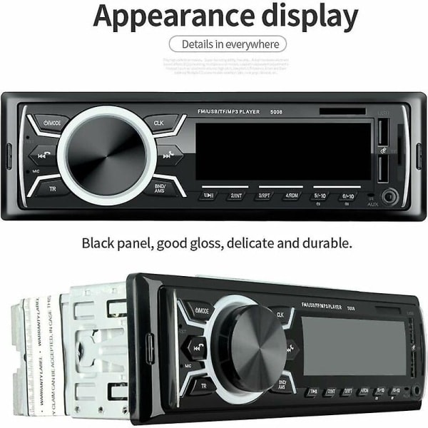 Bilradio Bluetooth Bilradio, 1din Bilradio, 4x60w Autoradio 7 Färger Fm Stereo Radio USB/sd/aux/eq/mp3 Spelare Pioneer Autoradio