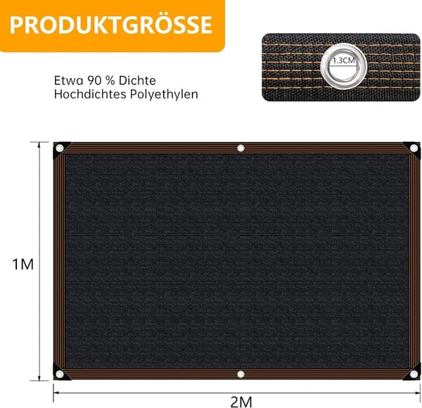 2x1 meter balkonghage solseil - blokkerer UV-stråler og skaper skygge