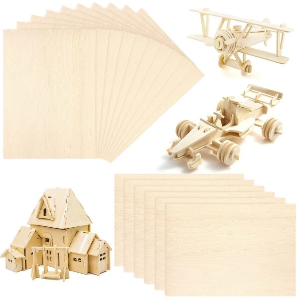 10 Pcs Balsa Wood Boards, Wooden Plywood Hobby Wooden Board for DIY Craft Wooden Model (150 X 150 X 1.5mm)