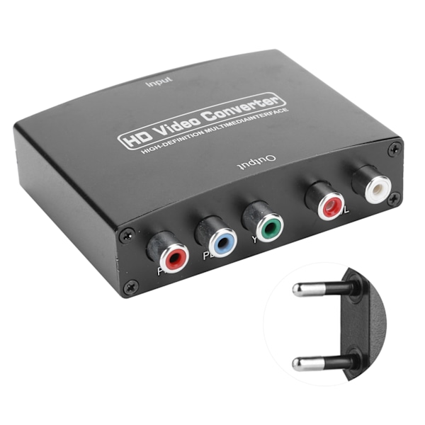 HD Videokonverter HDMI til 5RCA RGB Fargeskillnad Komponentgrensesnitt YPbPr R/L Lydadapter 100-240VEU Plugg