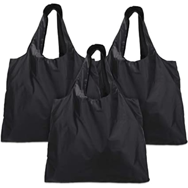 3 genanvendelige indkøbsposer, foldbar shopper med syet taske,