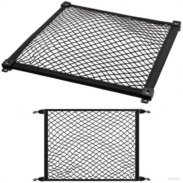 Elastisk bagagenet til bil, 100×60cm, med karabinhager og ABS-kroge.