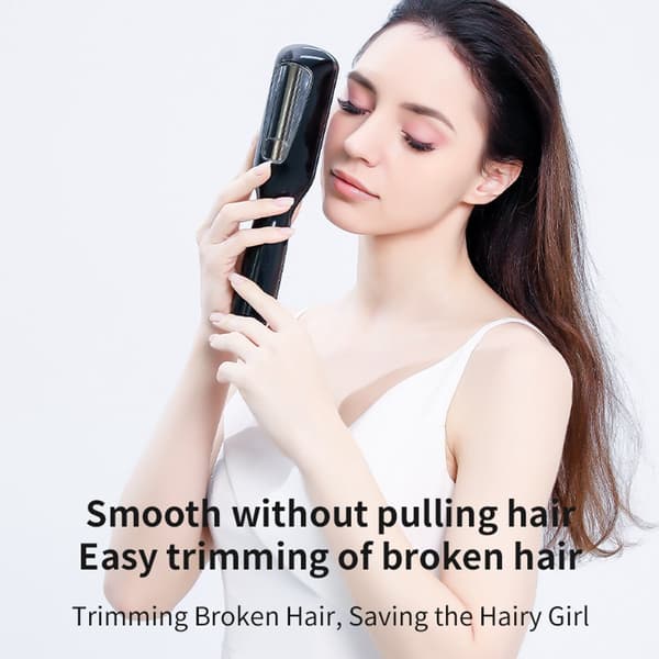 Trådløs spaltespids-trimmer (sort) til trimning af beskadigede, tørre og spaltede spidser.