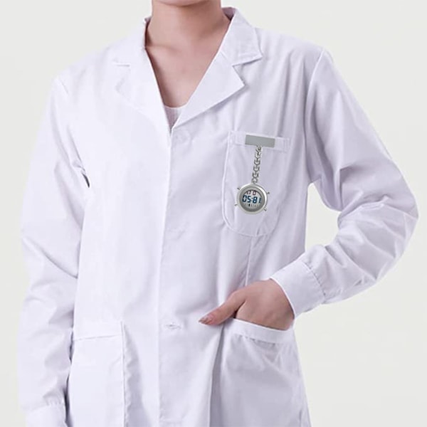 Sygeplejerske Ur Brosche Lommeur Pendul Medicinsk Doktor Lommeur Multifunktionel Metal Elektronisk Digital Display Bryst Ur Alarm Ti...