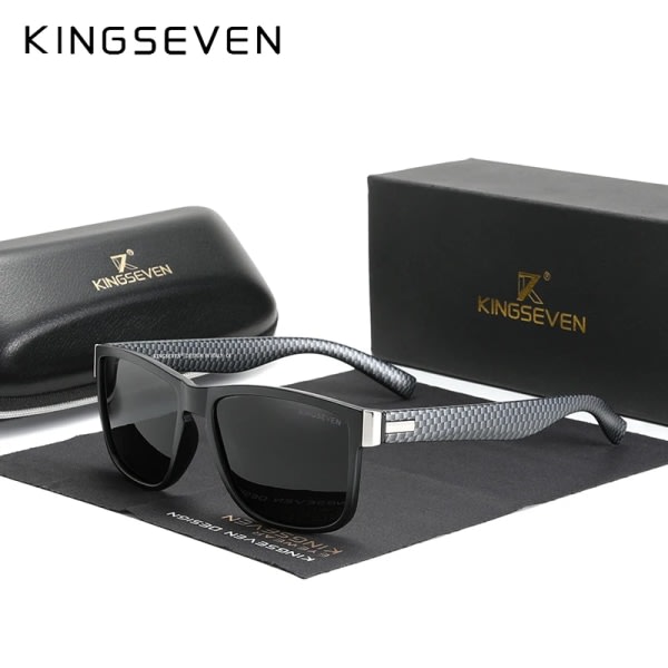 KINGSEVEN Populära polariserade solglasögon för män och kvinnor Färgglada trendiga solglasögon Solglasögon Glasögon 752 C1-2 Limited Black Fashionable