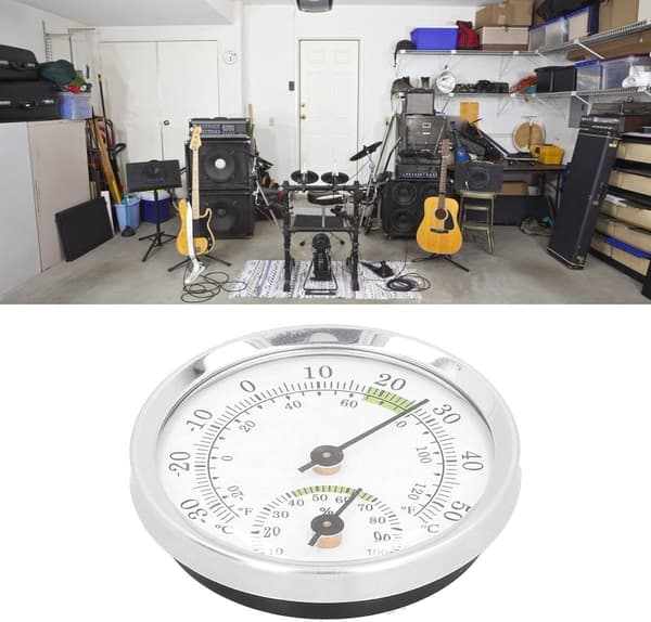 ING Fire-delt og termometer og hygrometer batterifri 58 mm præcision til klimamonitorering i haven, drivhuset og bilen