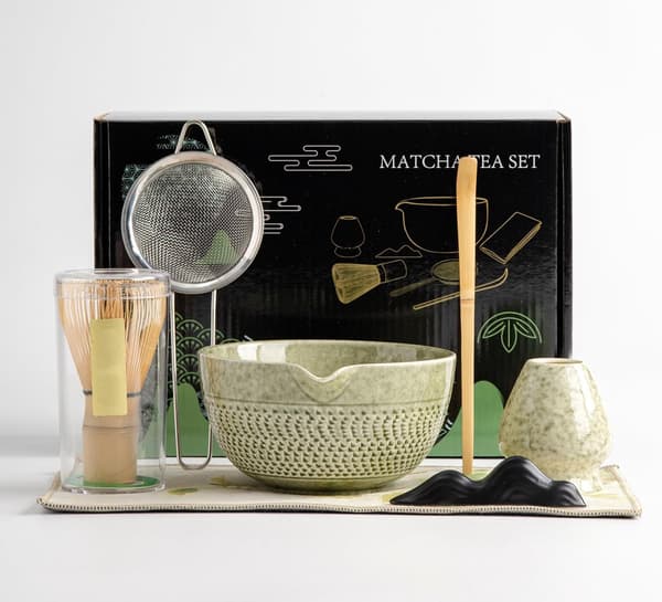 Matcha Set, Set om 7, Matcha Startkit, Matcha Visp, Det Perfekta Setet för Traditionell Matcha, Bambu, Vackert Förpackad